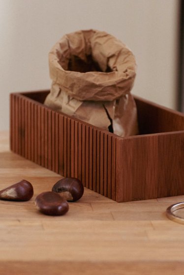 Aufbewahrungsbox Mod. Mera, 2er Set, aus geräuchertem Bambus 