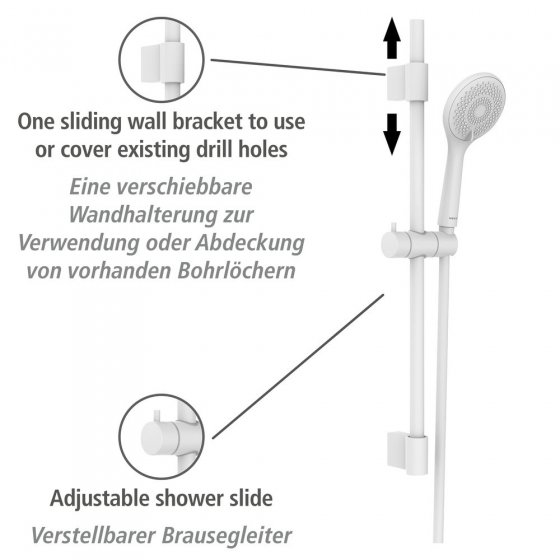 Brauseset Watersaving Weiß, Länge Stange: 70 cm