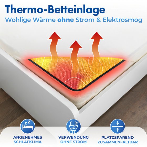 Thermo-Betteinlage, 100x150cm, reflektiert die Körperwärme 