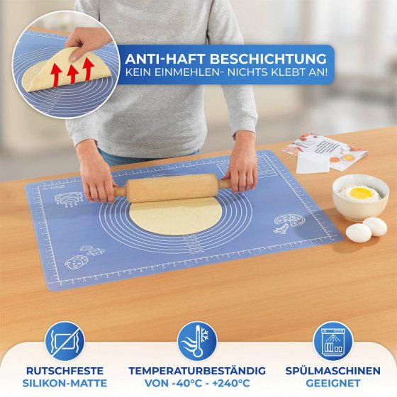 Antihaft-Backmatte, 70x50cm, mit Teigschaber 