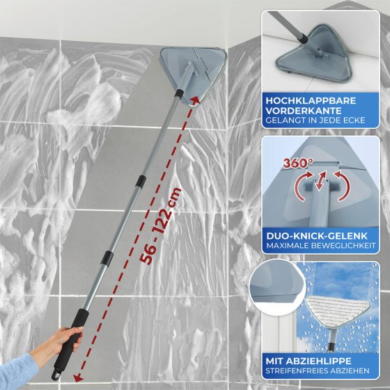 Mod. Triangel-Wischer mit Teleskopstiel, 360° Duo-Knickgelenk 