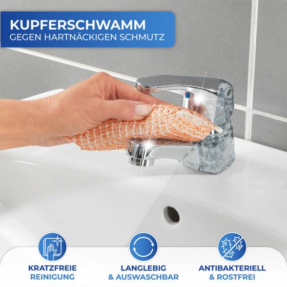Kupferschwamm 6er Set, entfernt schonend hartnäckigen Schmutz