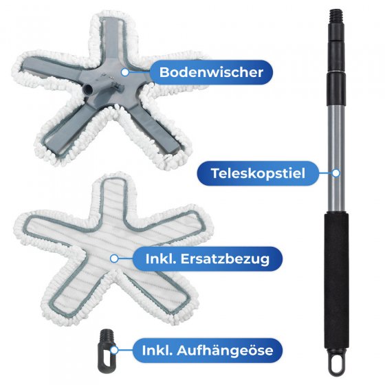 Bodenwischer Mod. Oktopus mit Teleskopstiel, reinigt nur mit Wasser 
