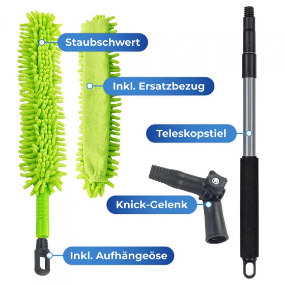 Teleskop-Staubschwert mit Knickgelenk, magnetisch anziehender Staubwischer 