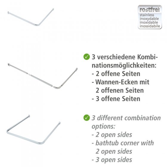 Winkelschiene Mod. Era Chrom, inkl. 16 Gleiter 