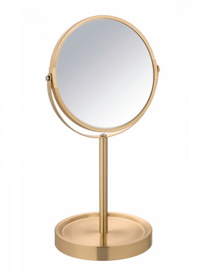 Standspiegel Mod. Alata Gold matt, Ø 17 cm, mit 3-fach Vergrößerung 