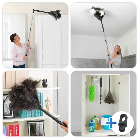 Straußenfeder Staubwedel inkl. Stiel, knickbar 