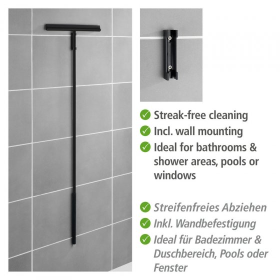Edelstahl Boden-und Fensterwischer Mod. Rosole Schwarz, 40 cm Wischbreite