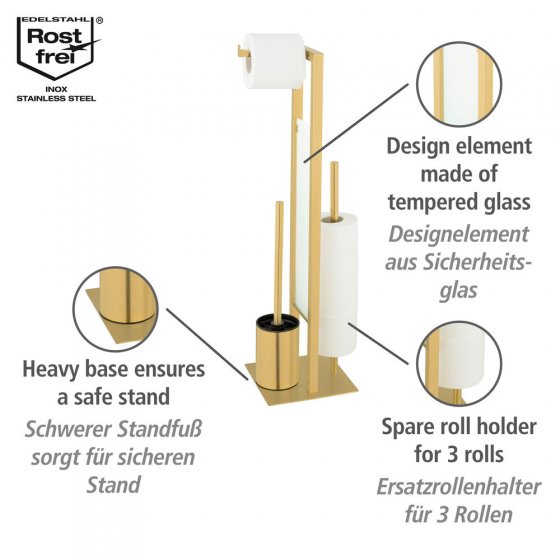 Stand WC-Garnitur Mod. Rivalta Gold, Edelstahl rostfrei 