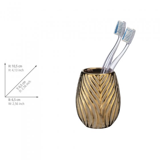 Bad-Accessoire Set Mod. Idro Gold, 2-tlg., Seifenspender und Zahnputzbecher 