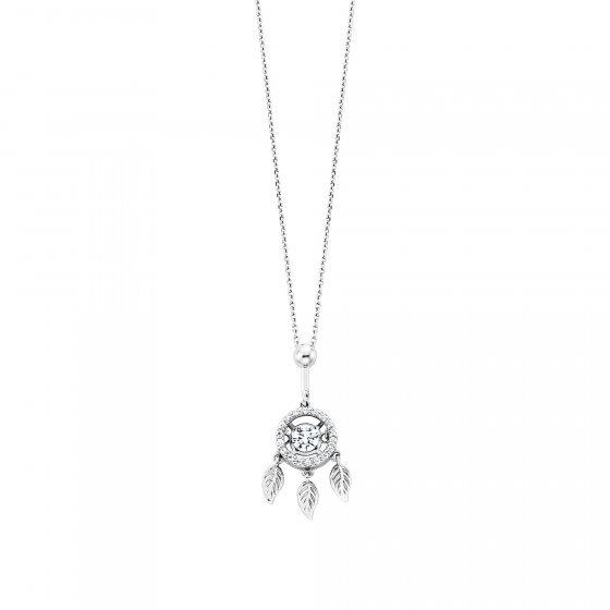 Anhänger mit Kette 925/- Sterling Silber rhodiniert  19 Zirkonia 