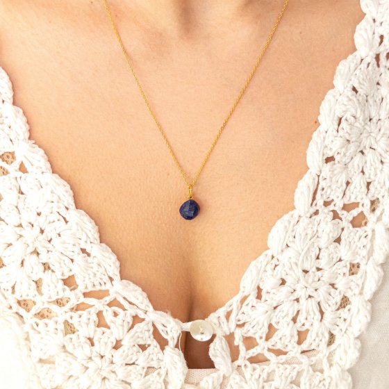 Halskette Silber vergoldet Lapislazuli 