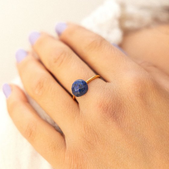 Ring 925 Silber vergoldet Lapislazuli 