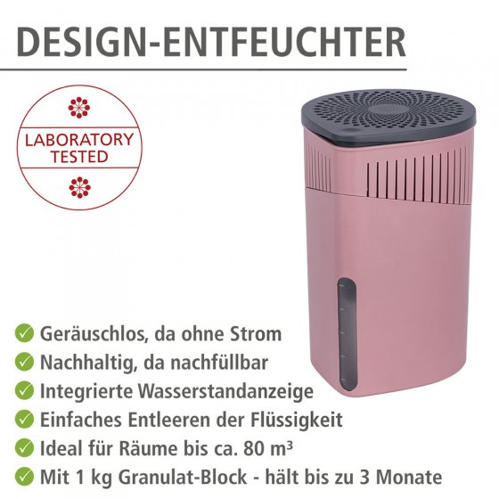 Raumentfeuchter Mod. Drop Rosa 2 x 1000 g, für Räume bis ca. 80 m³