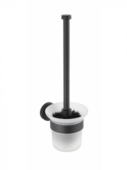 WC-Garnitur Mod. Bosio inkl. Kleber, Schwarz matt, Befestigen ohne bohren - Power-Loc® 