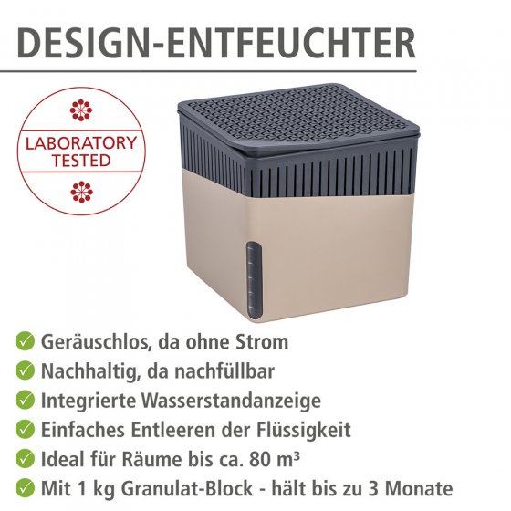 Raumentfeuchter Mod. Cube Beige, 2 x 1000 g, für Räume bis ca. 80 m³