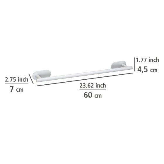 Turbo-Loc® Badetuchstange Uno Mod. Orea White matt, 60 cm, aus rostfreiem Edelstahl 