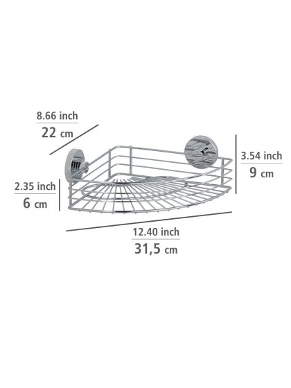 Vacuum-Loc® Eckablage Mod. Bari + Haken, 3-tlg., Befestigung ohne bohren 