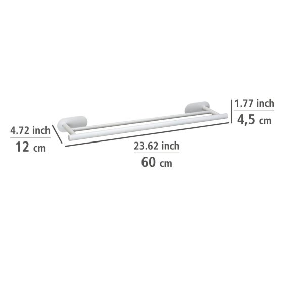 Turbo-Loc® Badetuchstange Duo Mod. Orea White matt, 60 cm, aus rostfreiem Edelstahl 