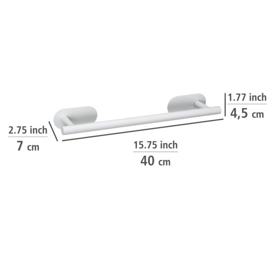 Turbo-Loc® Badetuchstange Uno Mod. Orea White matt, 40 cm, aus rostfreiem Edelstahl 
