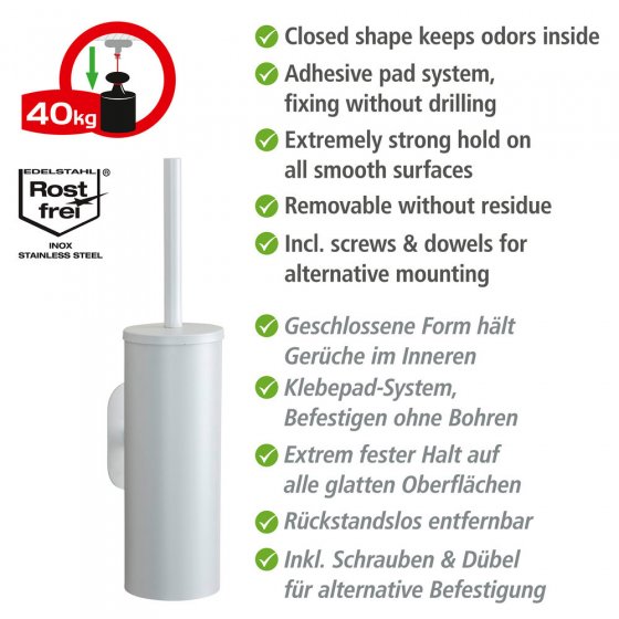 Turbo-Loc® WC-Garnitur Mod. Orea White matt, aus rostfreiem Edelstahl 
