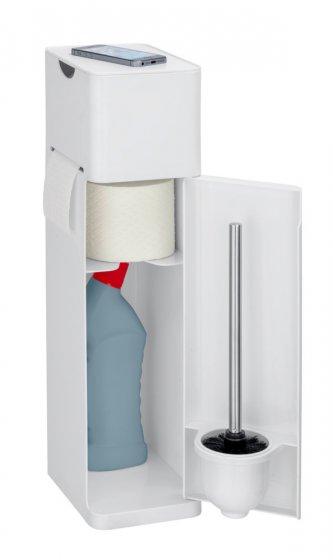 Stand WC-Garnitur Mod. Imon 6 in 1 Weiß matt, integrierter Toilettenpapierhalter, WC-Bürstenhalter