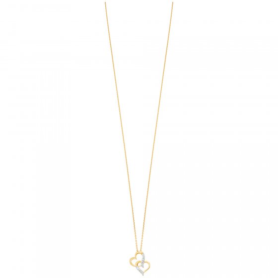 Anhänger mit Kette 925/- Sterling Silber rhodiniert/vergoldet  Herz 13 Zirkonia 