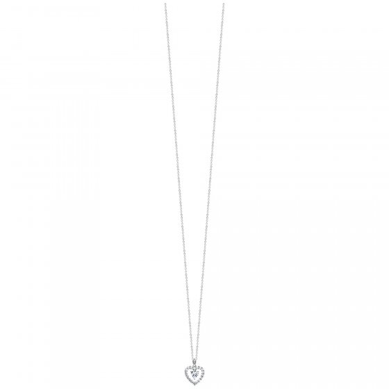 Anhänger mit Kette 925/- Sterling Silber rhodiniert  Herz mit Zirkonia weiß 