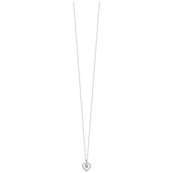 Anhänger mit Kette 925 Silber rhodiniert  Herz Zirkonia weiß champagner 