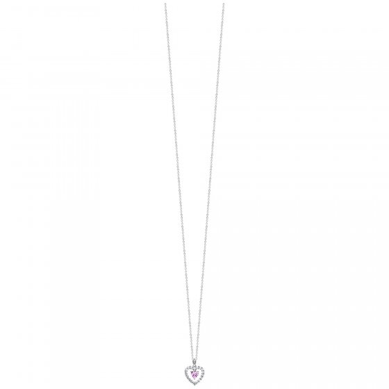 Anhänger mit Kette 925 Silber rhodiniert  Herz Zirkonia weiß rosa 