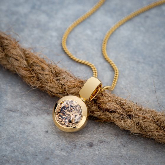 Anhänger mit Kette 750/- Gelbgold 1 Brillant braun 2,0 ct. 