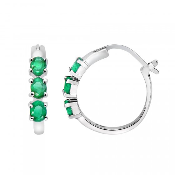 Ohrringe Silber 925 rhodiniert mit 6 echten Smaragden 