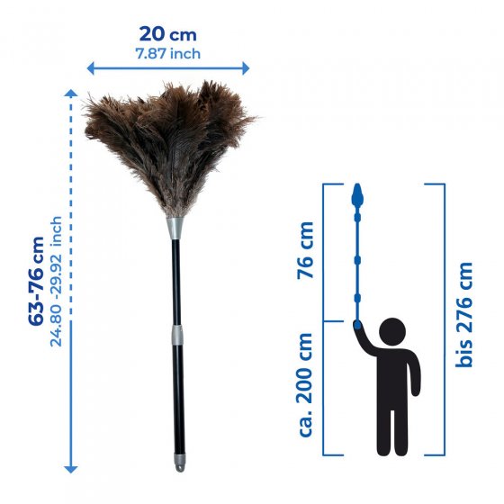 Teleskop Straußenfeder Staub-Magnet, Schwarz, aus 100% echten Straußenfedern 
