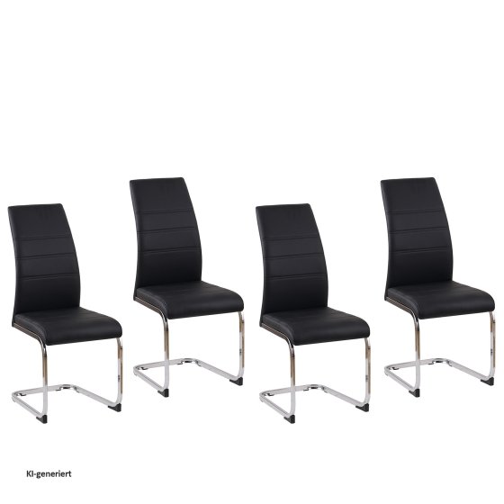 Esszimmerstuhl SallyC Kunstleder 4er-Set Schwarz 