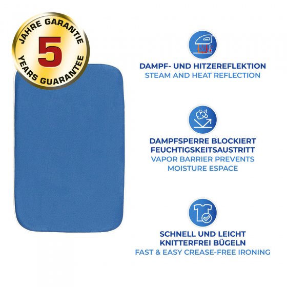 Dampf-Bügeldecke 130 x 65 cm, 50 % Zeit- und Stromersparnis 