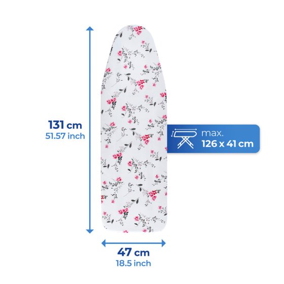 Bügeltischbezug Mod. Keramik M Floral Rot, bis 126 x 41 cm einsetzbar 