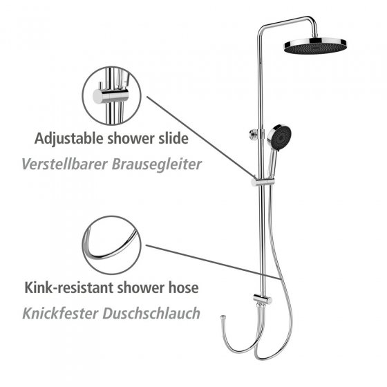 Duschsystem Mod. Softwater Chrom, einfacher Anschluss an bestehende Armatur oder Wandanschlussbogen 