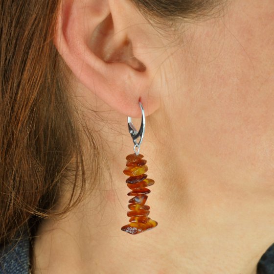 Schmuckset Set aus Collier und Ohrhänger  Bernstein braun 