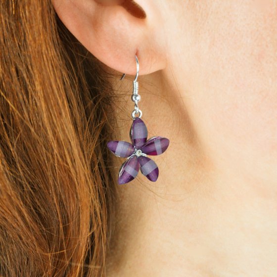 Schmuckset Set aus Collier und Ohrhaken Blüte lila 