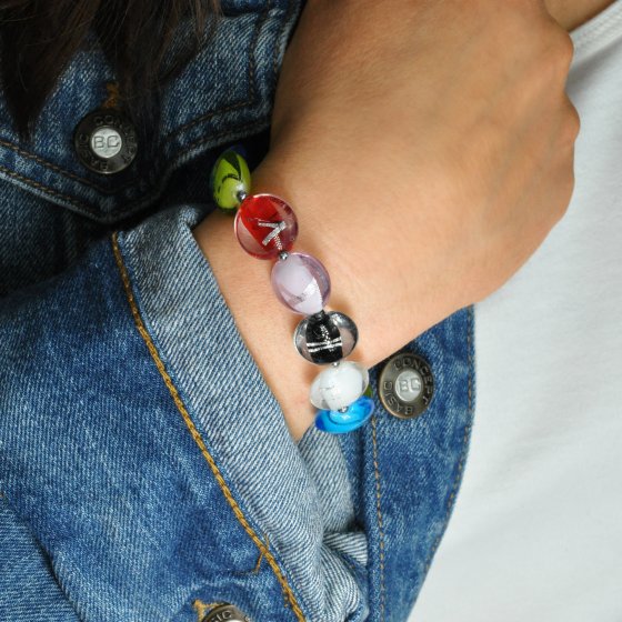 Schmuckset Set aus Collier und Armband mit bunten Glassteinen 