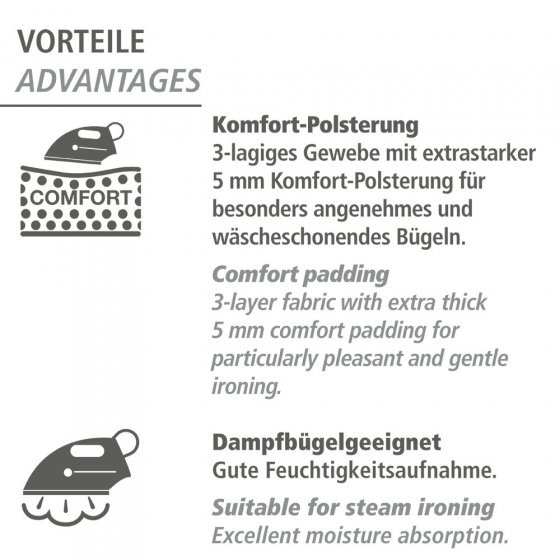 Bügeltischbezug Comfort XL/Universal, Bügelbrettbezug, 140 x 48 cm