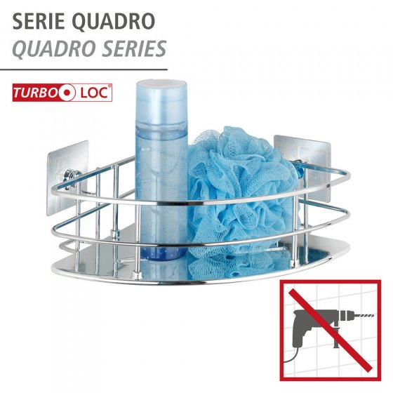 Turbo-Loc® Edelstahl Eckablage Mod. Quadro, rostfrei, Befestigen ohne bohren 