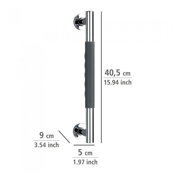 Edelstahl Wandhaltegriff Mod. Secura 40,5 cm, Bad-Sicherheitsgriff, belastbar bis 120 kg