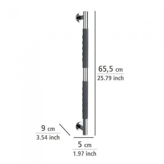 Edelstahl Wandhaltegriff Mod. Secura 65,5 cm, Bad-Sicherheitsgriff, belastbar bis 120 kg