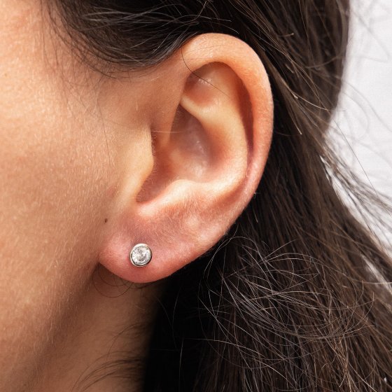 Ohrstecker Silber 925 rhodiniert mit Zirkonia weiß 4mm 