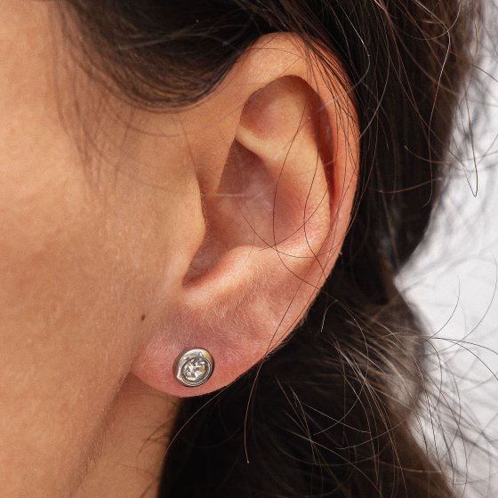 Ohrringe Edelstahl mit weißem Zirkonia 6mm 