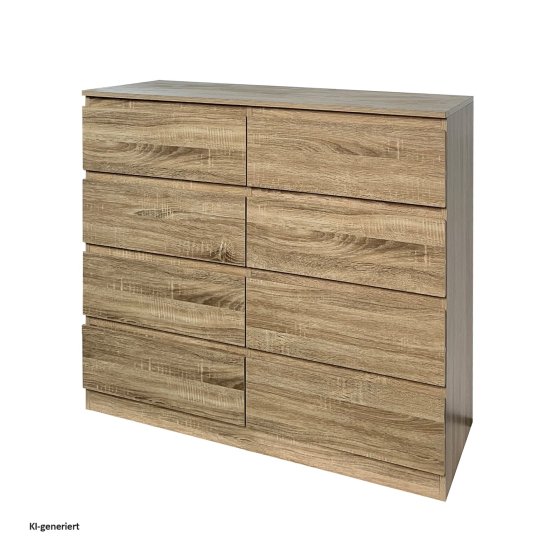 Moderne Kommode mit 8 grifflosen Schubladen Sonoma 