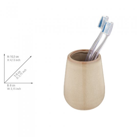 Bad-Accessoire Set Mod. Sirmione, beige, Keramik, 2-teilig, aus Keramik, kupferfarbene Details 