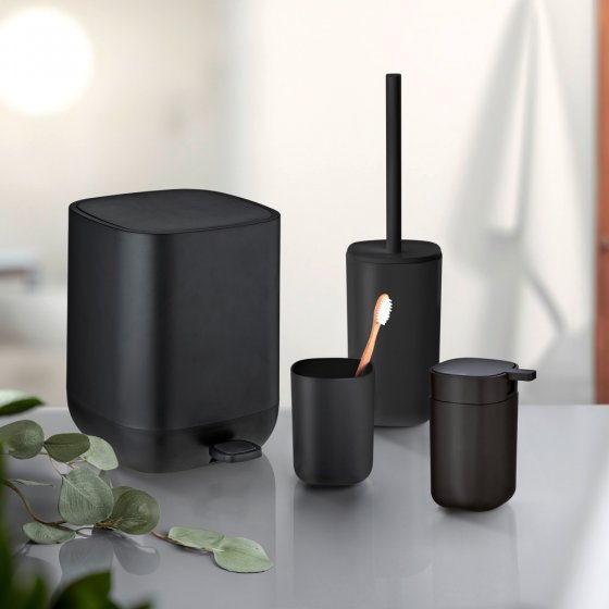 Bad-Accessoire Set Mod. Davos Schwarz, mit Treteimer 5 Liter 