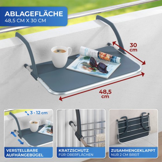Balkon-Hängetisch 2in1, nutzbar als Wäschetrockner 